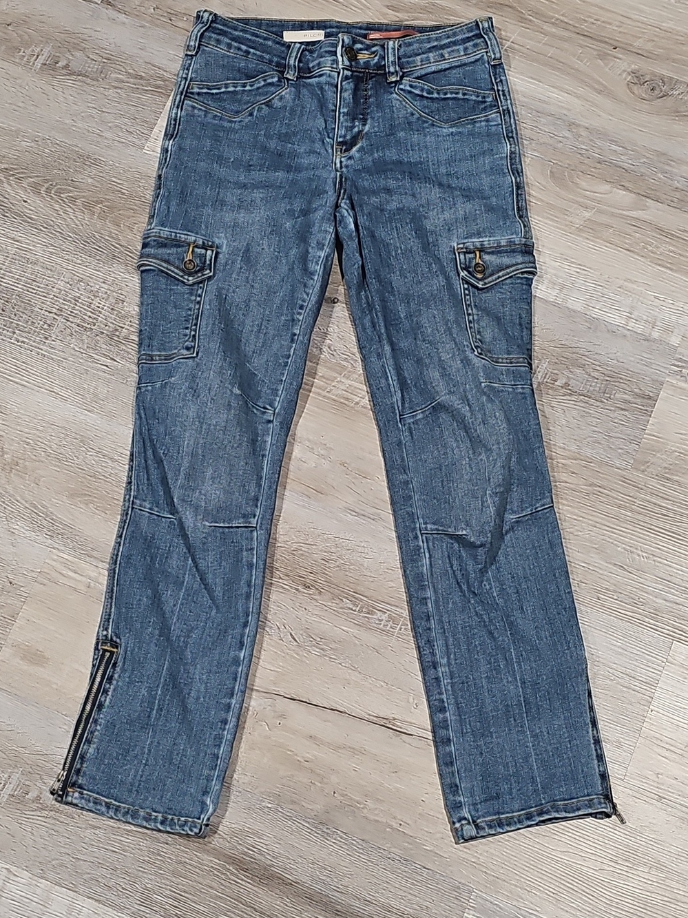 Pilcro Anthropologie Women’s Mid-Rise Blue Straight Cargo Jeans 26